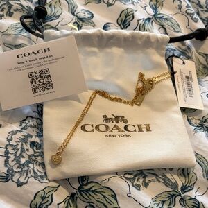 Coach Gold Heart Pendant Necklace with Gold Chain
